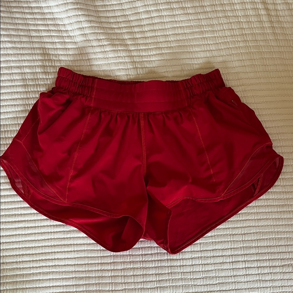 Lululemon Women's Dark Red Hotty Hot Low-Rise Shorts 2.5”